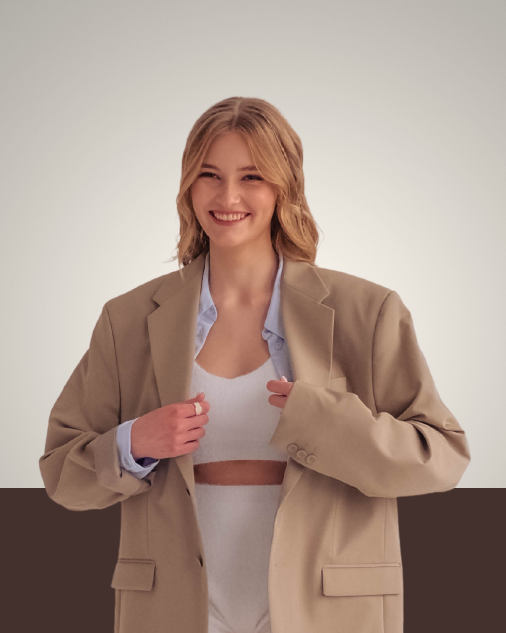 Tailored Beige Oversized Blazer Set